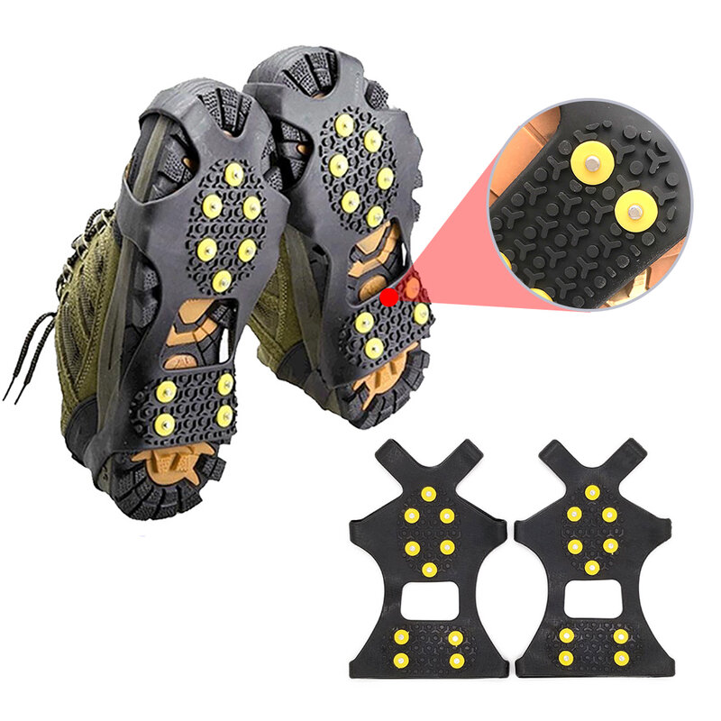 1 Pair 10 Studs Anti Slip Shoes Cover Spike Grips Cleats Cover Shoes  Crampon For Winter Climbing Hiking