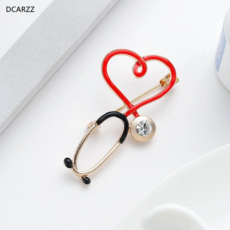 DCARZZ تخطيط القلب سماعة شخصية الطب الطبي بروش دبوس سبيكة مجوهرات طبيب ممرضة طالب قبعة التلبيب دبابيس