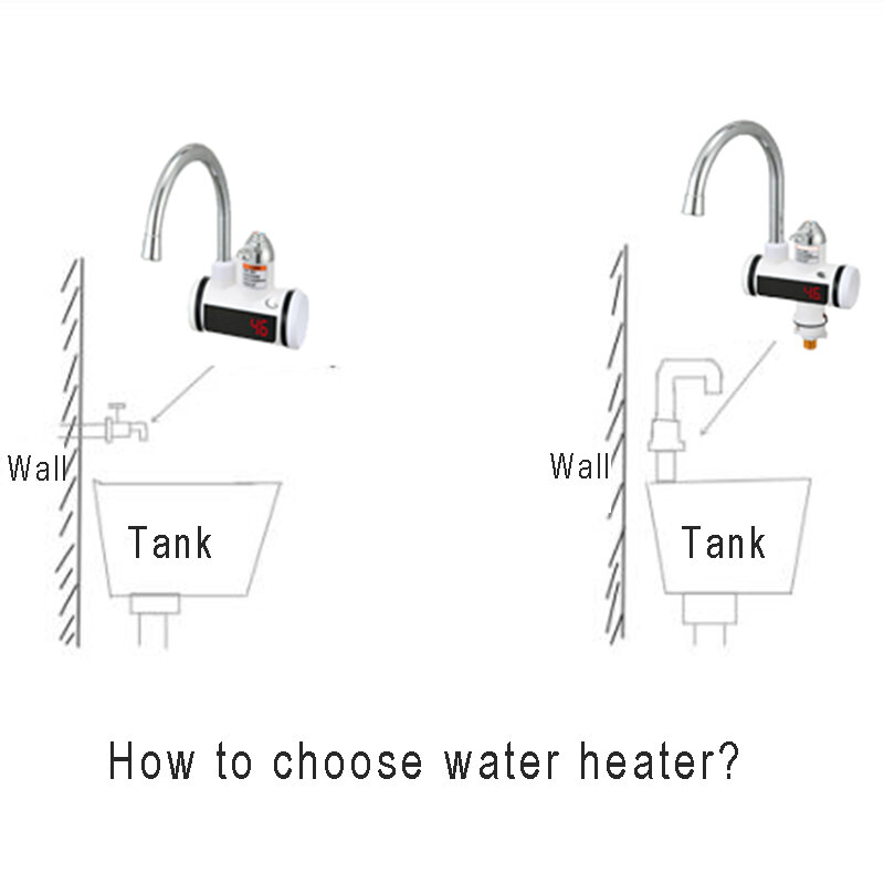 220V Electric Flow Water Heater Tap 110V 3000W Heated Tap for Home Kitchen Instant Tankless Faucet Hot Water Electric Heating