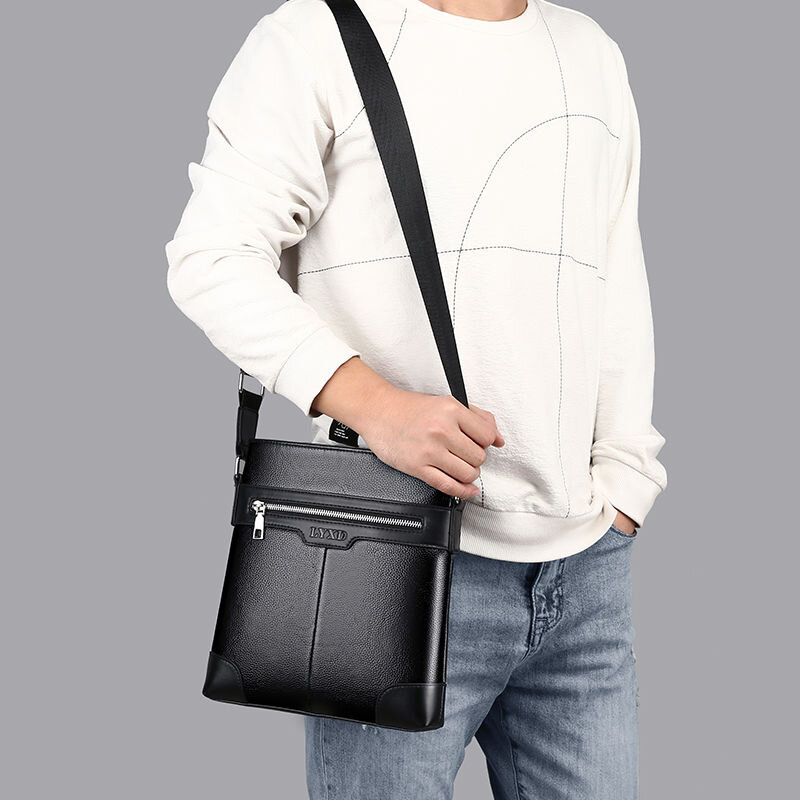 OYIXINGER męska skórzana teczka 2021 nowa biznesowa torba na ramię męska moda podmiejska Top-torby z uchwytami dla mężczyzn 14 "torba na laptopa