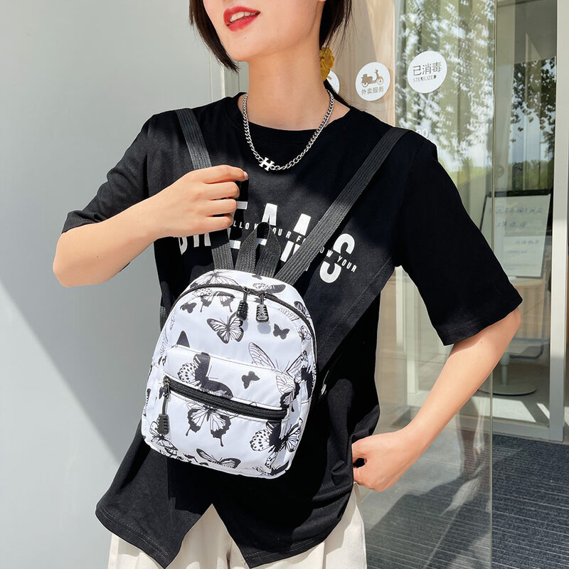 Mulher mochilas náilon bonito padrão animal mochila feminino branco mochilas preto para meninas adolescentes moda mochilas