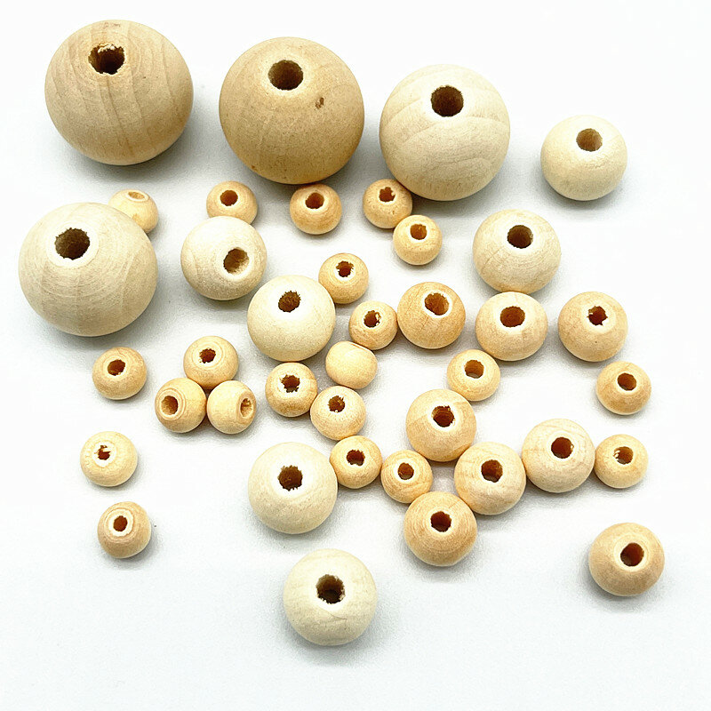 Vente en gros de perles en bois de couleur naturelle 4-18mm, perles d'espacement libres pour la fabrication de bijoux, Bracelet et collier