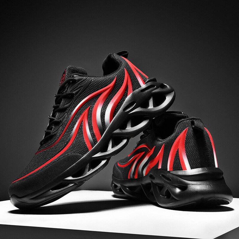 Chaussures de sport tissées à imprimé flamme pour homme, baskets de course confortables d'extérieur, offre spéciale