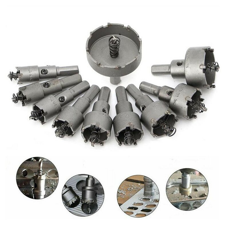 1pc Core Drill Bit TCT Carbide Hole Saw Carbide Metal Drill Bit Stainless Steel Cutter Metal Cutting Drilling Power Tools 16-50m