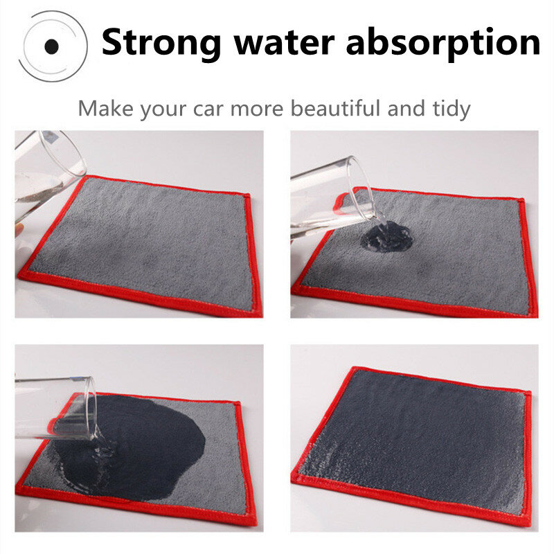 2 pçs toalha de carro pano de lavagem de microfibra para tesla modelo 3 s x y limpeza automática janela cuidados com a água forte absorvente coral velo camurça