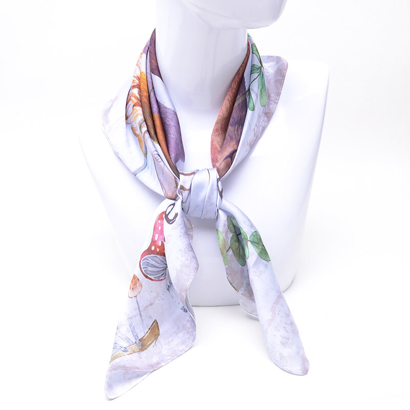 70*70 квадратный шелковый шарф, женские модные маленькие шейные шарфы с принтом, офисный шейный платок, повязка на голову, Женская бандана, хид...