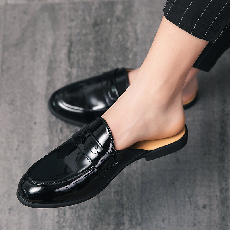 2021 neue männer Halbe Schuhe Luxus Marke Echtem Leder Loafer Mokassins Casual Fashion Slip On Driving Schuhe Große Größe heißer Verkauf