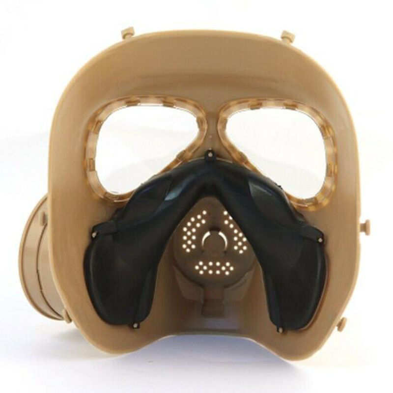 หน้ากากยุทธวิธีสีดำหน้ากากทหารสไตล์ Face หน้ากากป้องกันกลางแจ้ง Chemical Clean-Up Full Facepiece
