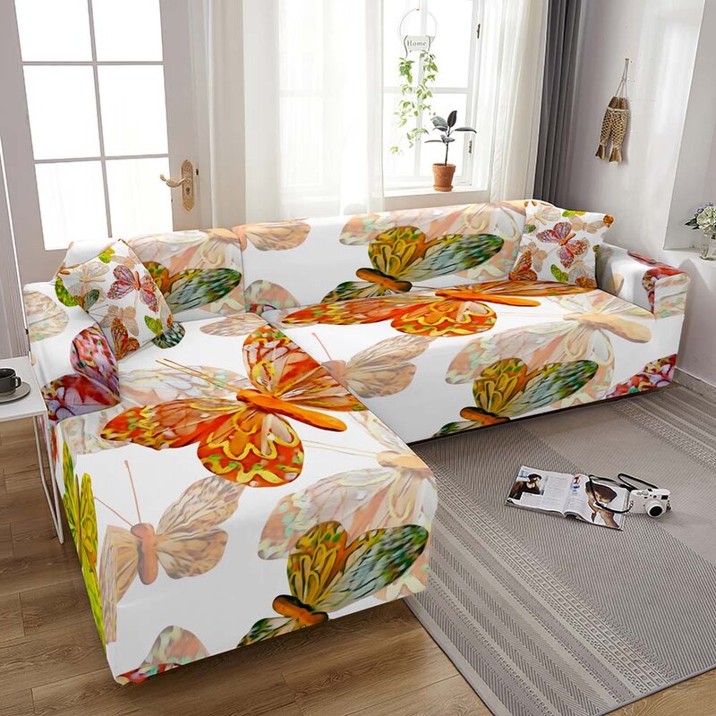 Funda de sofá elástica con estampado Floral para sala de estar, cubierta de sofá por secciones, larga, para sala de estar