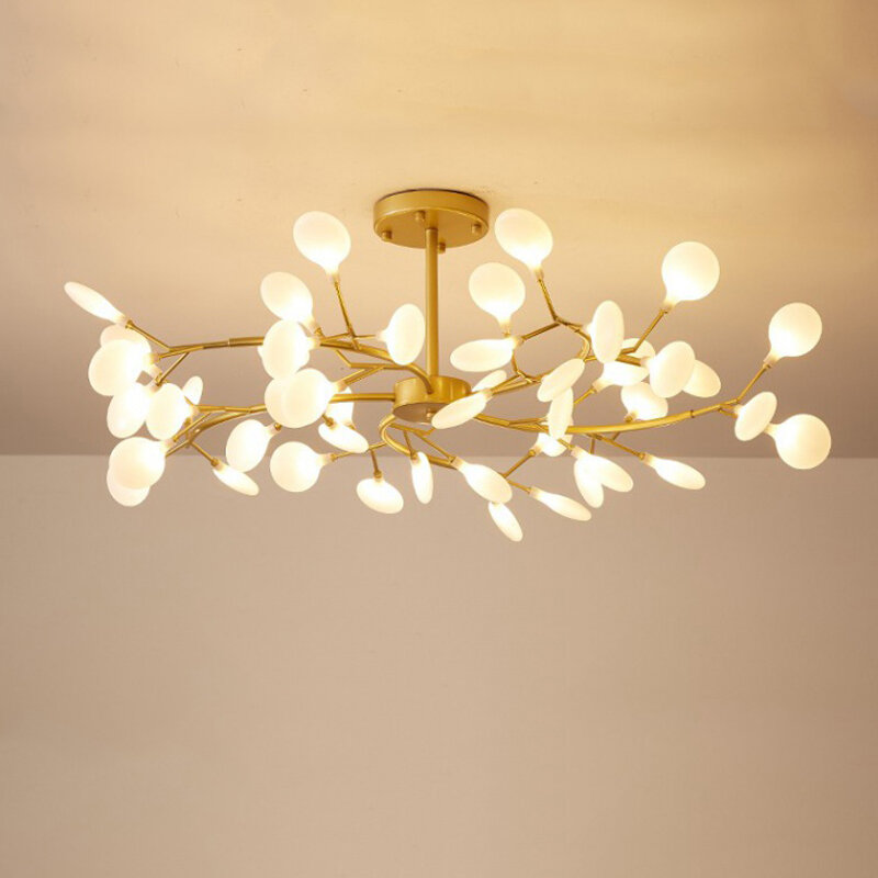 Estilo nórdico lustre sala de estar moderna e minimalista personalidade dourada sala jantar quarto luz vagalume pendurado lâmpadas 2021