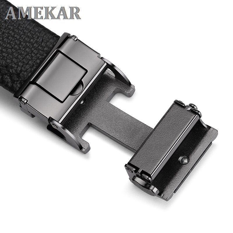 Cintos masculinos luxo fivela automática genune pulseira de couro preto para designers de cinto masculino marca alta qualidade mp02801p
