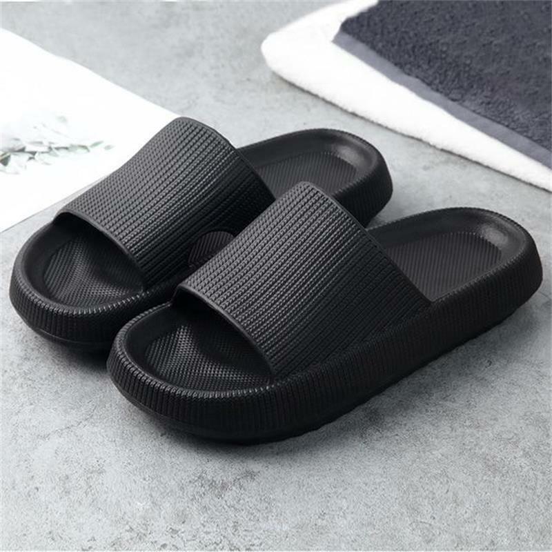 2021 Women's Fashion Casual Solid Color Soft Latex Flat Comfortable Non-slip Waterproof Slippers Summer Beach Shoes 1KB094
