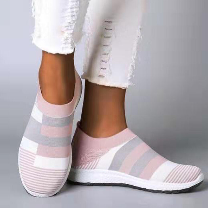Sapatos casuais femininos lucyever tênis de malha 2020 nova primavera malha plana senhoras deslizantes em calçados femininos plus size 35-43
