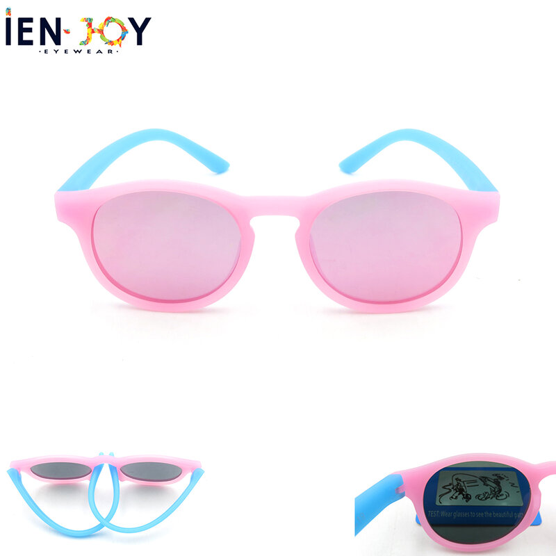IENJOY Kids Sunglasses Round Glasses Fashion Boys Girls Polarized Silicone Safety Sun Glasses Gift For Children Baby UV400 Gafas