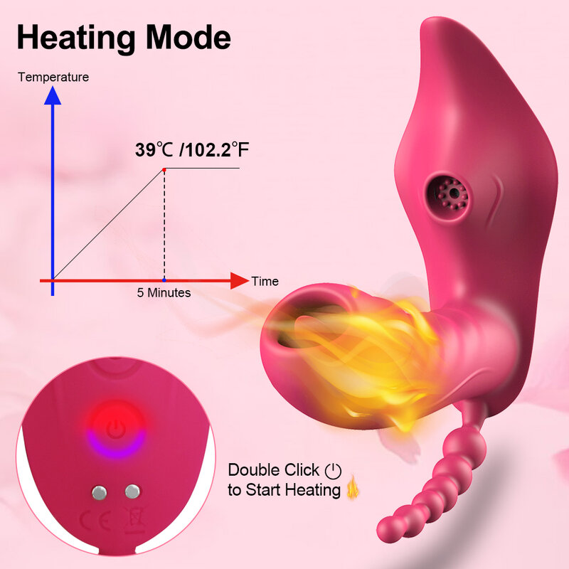 Calefacción inalámbrica Dildo con Control remoto tonto estimulador de clítoris usable vibrador mujeres juguetes sexuales para parejas, adultos de 18