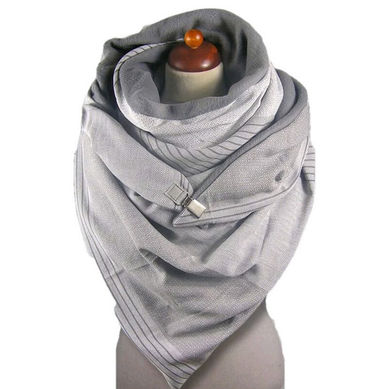 Bufandas tejidas cálidas de invierno, chales de clip de Metal de impresión sólida, anillo de moda de otoño, bufandas de Foulard, envoltura informal suave