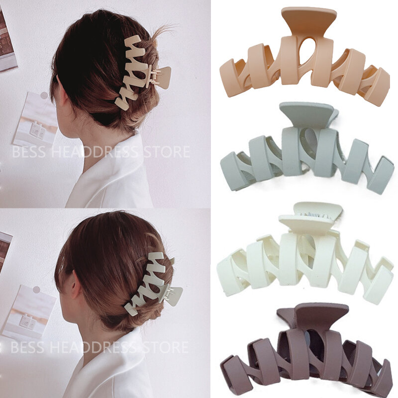 2021 Korea Hair Claw Clip for Women Tough Colorful Plastic Hair Claw Crab Large Hair Clamps Clip Ladies Hair Accessories Gift