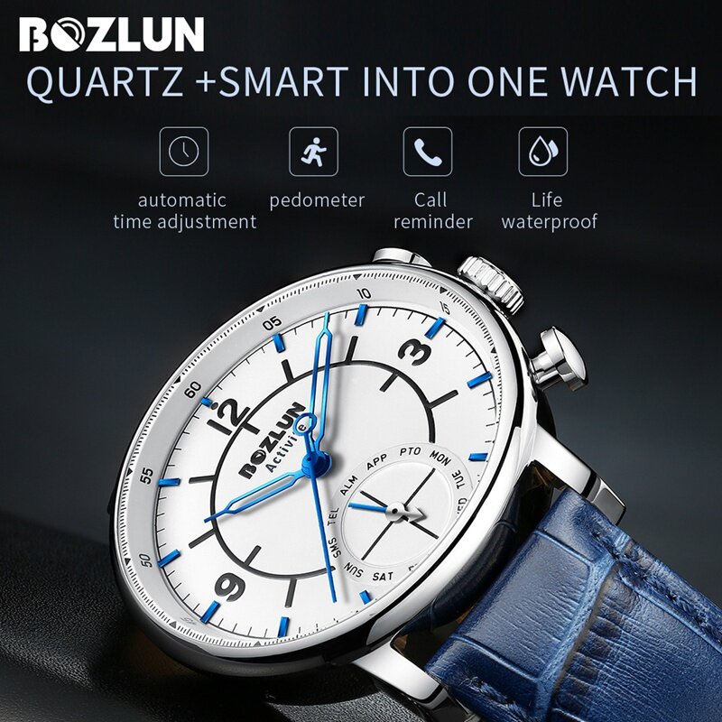 Bozlun luxo relógio inteligente moda relógios de quartzo relógio s lembrete inteligente 30m à prova dwaterproof água longa vida da bateria esportes smartwatch