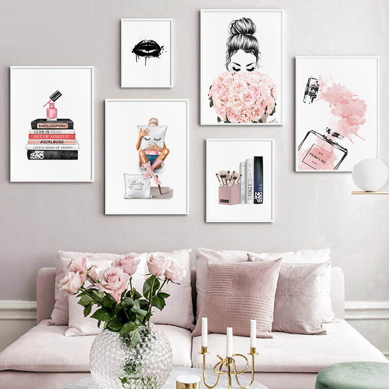 Fashion Flower Woman Poster e stampa Coco Quotes Wall Art Canvas Painting Black White Vogue Pictures For Living Room Home Decor