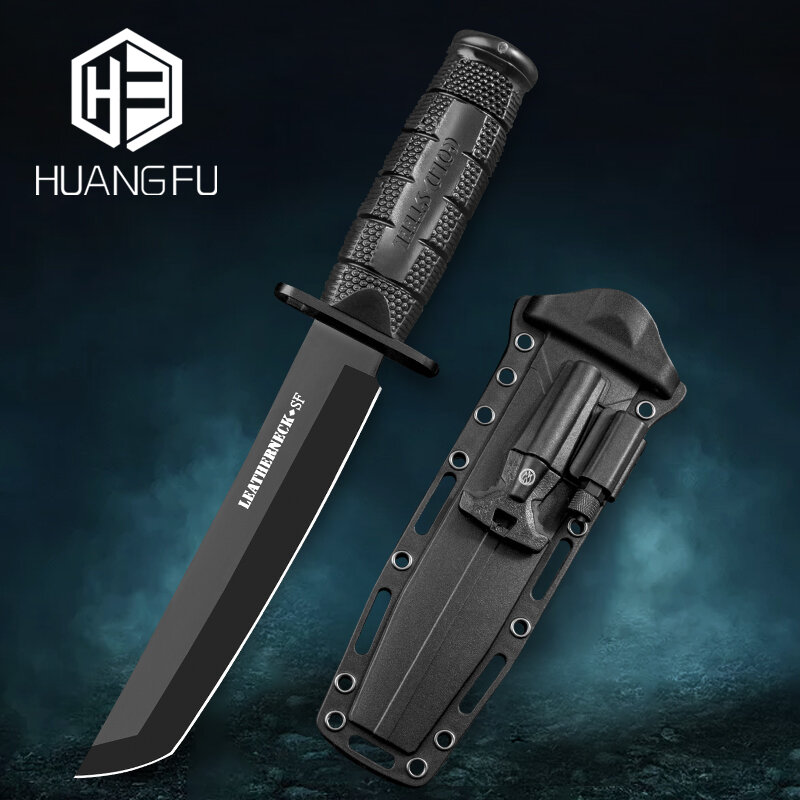 HUANGFU-cuchillo táctico de acero de alta calidad, cuchillo de hoja fija, herramienta de rescate de supervivencia, caza, combate, equipo al aire libre