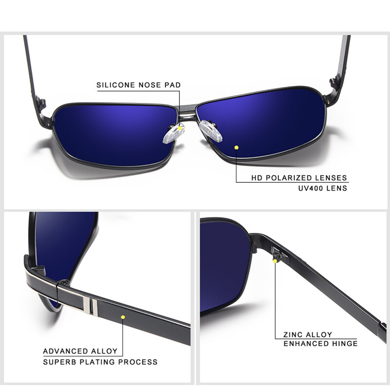 GXP-신제품 합금 프레임 HD 편광 선글라스, 남성 드라이버 미러 UV400 태양 안경 남성 낚시 여성 안경 남성용