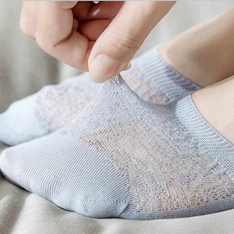 Women's Non-slip Socks Spring And Summer Shallow Mouth Invisible Cotton Women's Socks Hollow Socks Silicone Y5h2