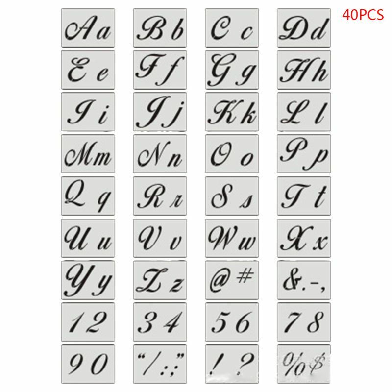 36 unidades/juego de plantilla de letra de alfabeto, pintura de pared, plantilla de dibujo de bricolaje artesanal