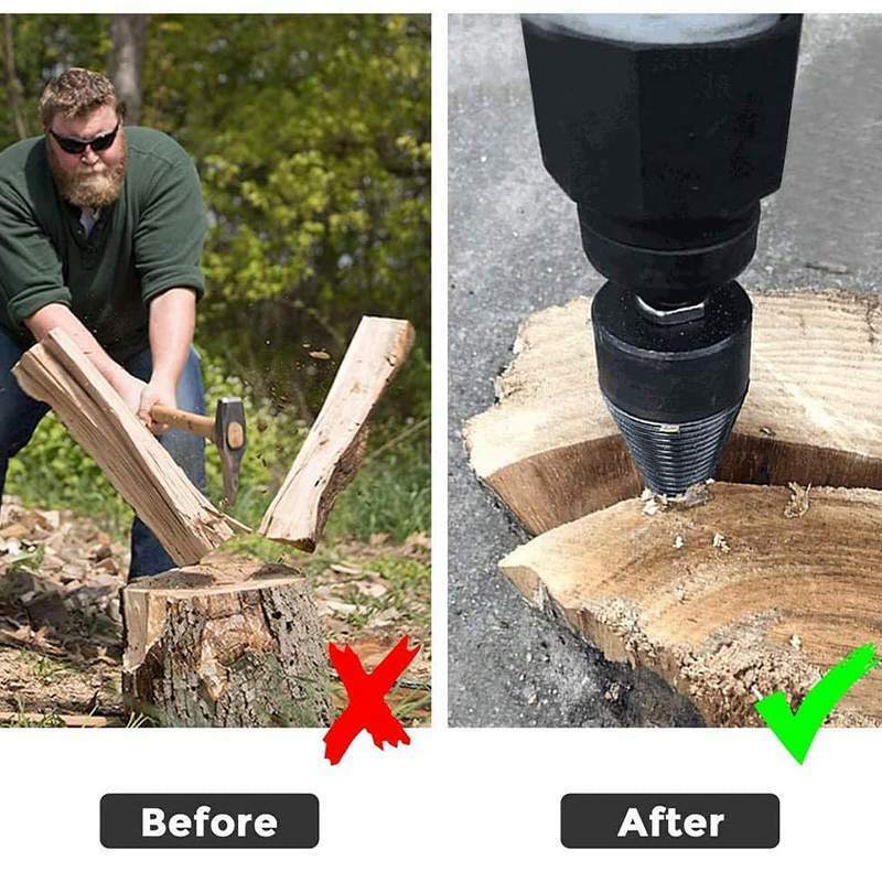 4Pcs 42mm Firewood Splitter Drill Bit Round/Hex/Triangle Shank Wood Cone Reamer Punch Driver Step Drill Bit Woodworking Tool