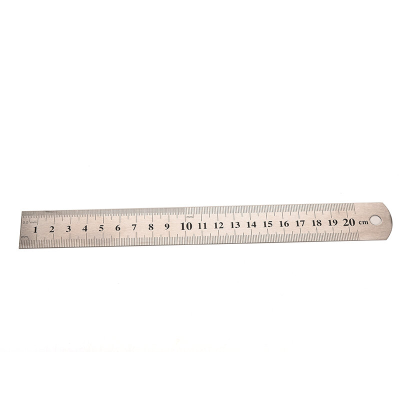 Regla métrica de Metal de acero inoxidable de 20cm, herramienta de medición de doble cara de precisión