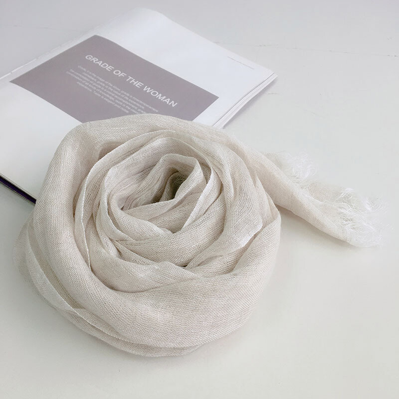 Japanische Nachahmung Hanf Grau Leinen Schal Dual Zweck Langen Schal Strand Silk Schal Für Frauen