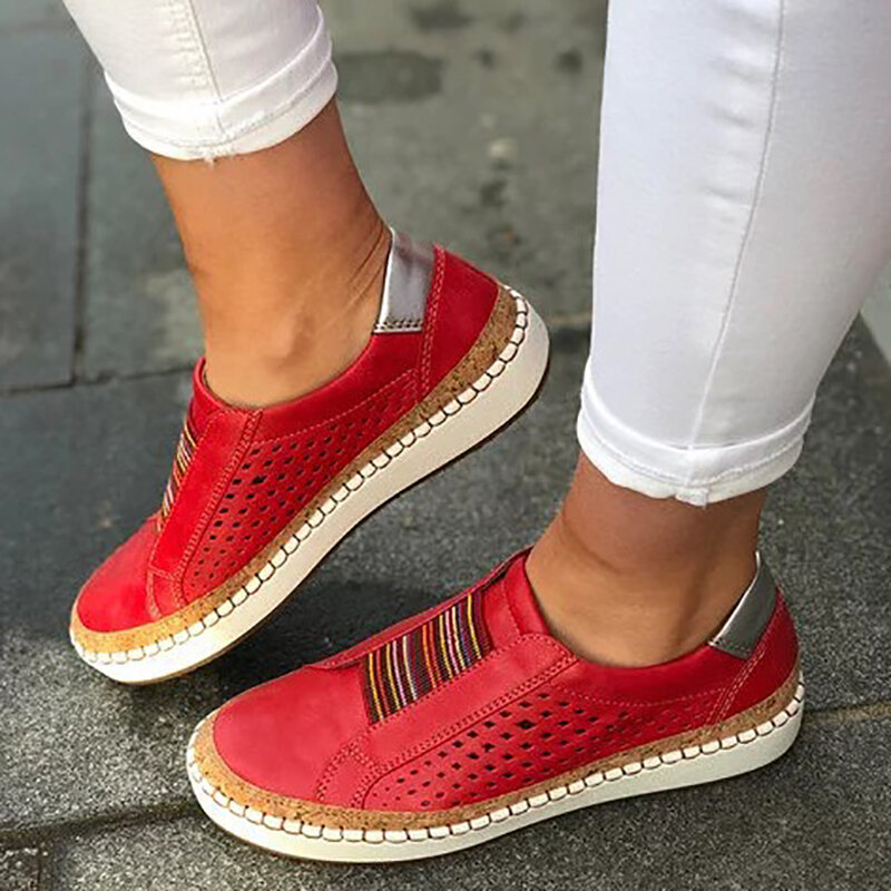 2021 Sneakers Wanita Pada Pompa Sepatu Vulkanis Bersirkulasi Berongga Sepatu Wanita Kasual Wanita Ukuran Besar