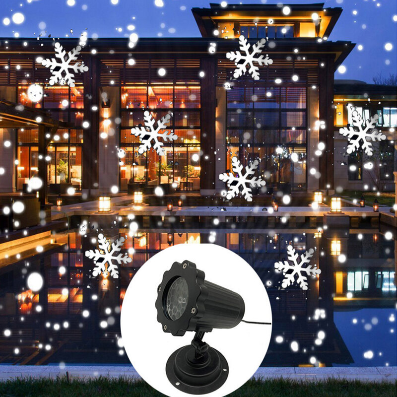 Christmas Snowflake Laser Projector Waterproof Garden Snowfall Lamp Snowing Moving Laser with Remote for New Year Xmas Party