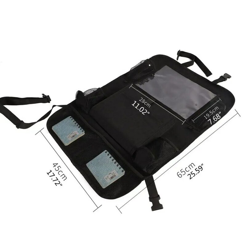 Organisateur de siège arrière de voiture avec support pour tablette à écran tactile + 9 poches de rangement, tapis de protection arrière de siège de voiture, grands accessoires de voyage