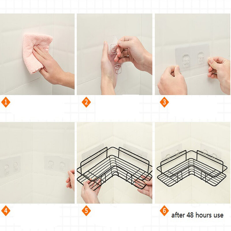 Rak Kamar Mandi Dudukan Dinding Shower Tempat Penyimpanan Sampo dengan Mangkuk Penyedot Tanpa Bor Aksesori Kamar Mandi Penyimpanan Dapur