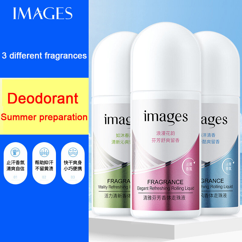 Desodorante antitranspirante das fragrâncias diferentes do rolo 3 do desodorante líquido de 50ml para partes do corpo