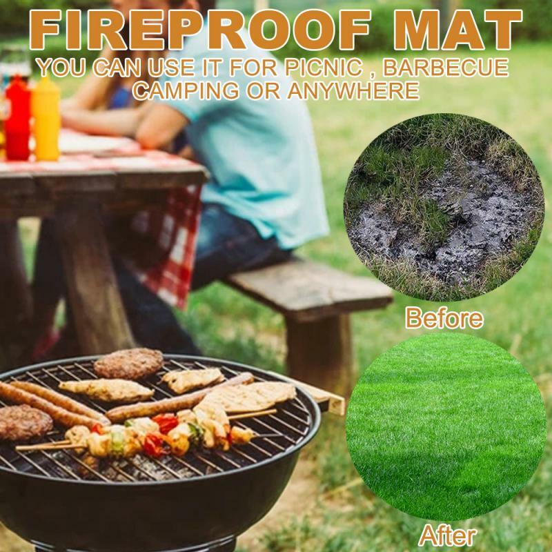 BBQ ทนไฟ Mat Fire Pit Pad Grill Splatter ทนความร้อนสำหรับสนามหลังบ้าน Patio Protector สนามหญ้ากลางแจ้งสำหรับดาดฟ้า