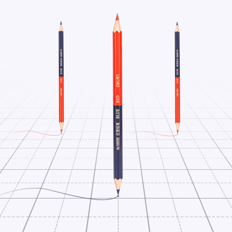 12pcs matita a doppia testa rossa e blu HB matita colorata in legno di piombo morbido per costruttori di mano falegnami strumento Mark scrittura di cancelleria