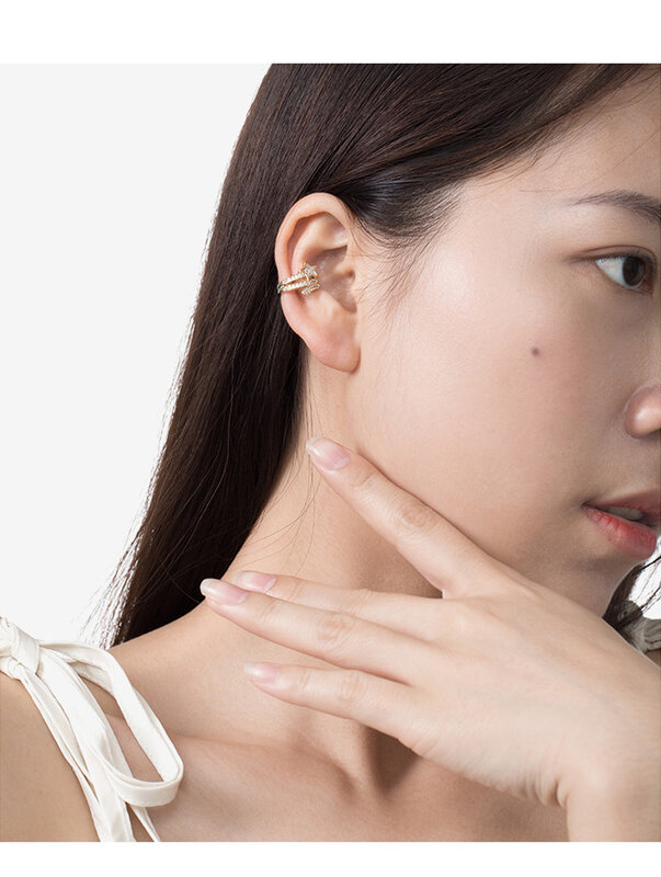 SIPENGJEL Fashion Zircon Earcuff No Piercing Fake Cartilage Earrings Small Ear Star Fake Piercing Earrings For Women Jewelry