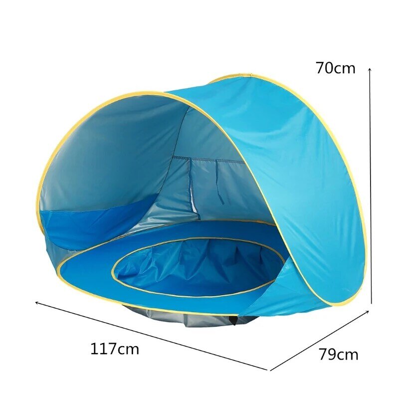 Tente de plage pour bébé, imperméable, ouverture pop up, protection solaire et contre les UV, avec piscine, pare-soleil pour camping