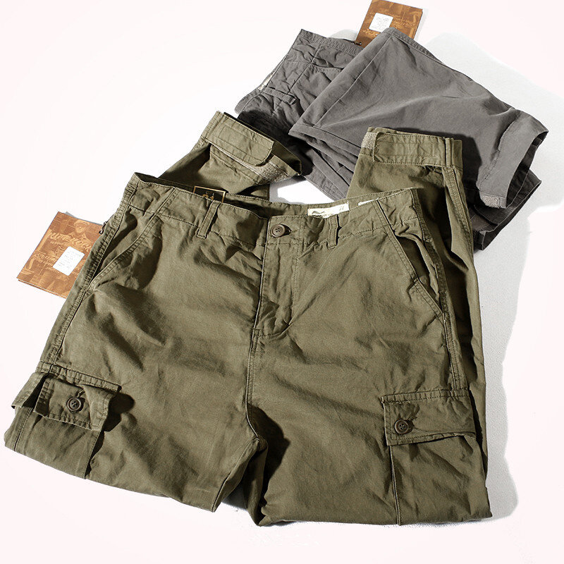 2021 primavera nova carga calças dos homens na moda solto em linha reta multi bolso lavagens velhas bainhas ajustáveis militar casual lápis calças
