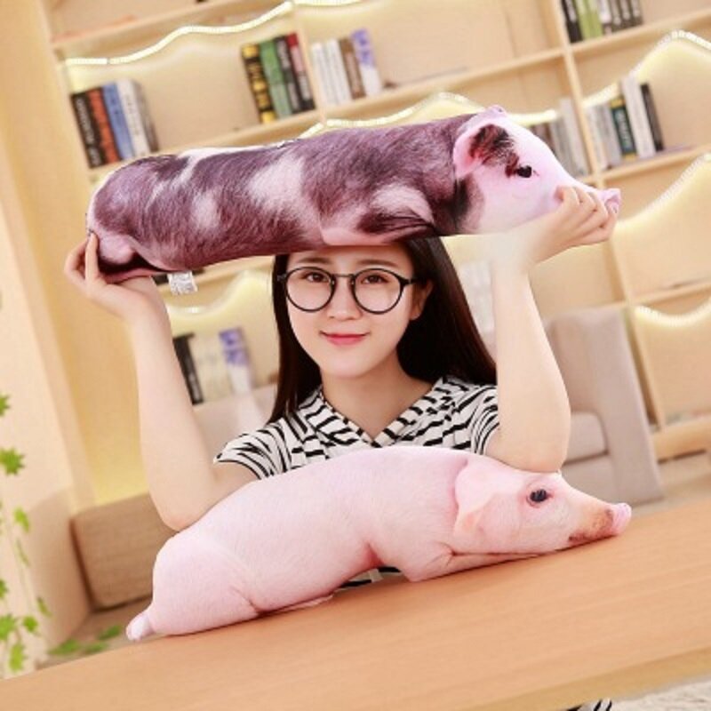 Almohada de felpa con estampado de animales para decoración de cuna, cojín Lumbar de imitación de cerdo para dormir
