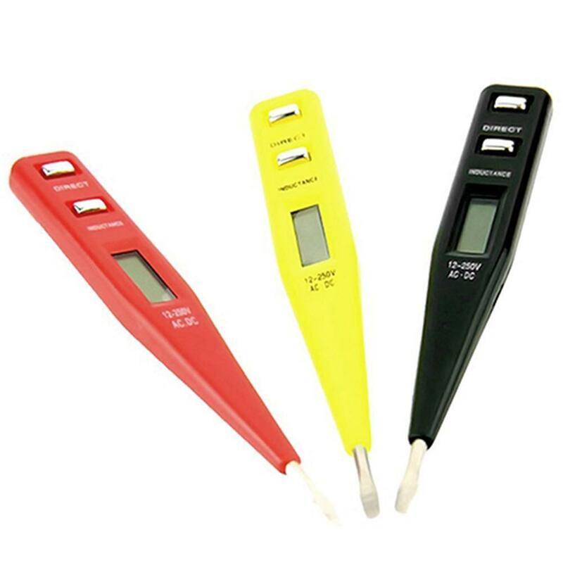 무작위로 디지털 LCD 디스플레이 테스트 연필 AC DC 12-250V 테스터 전기 전압 검출기 테스트 펜 전기 도구