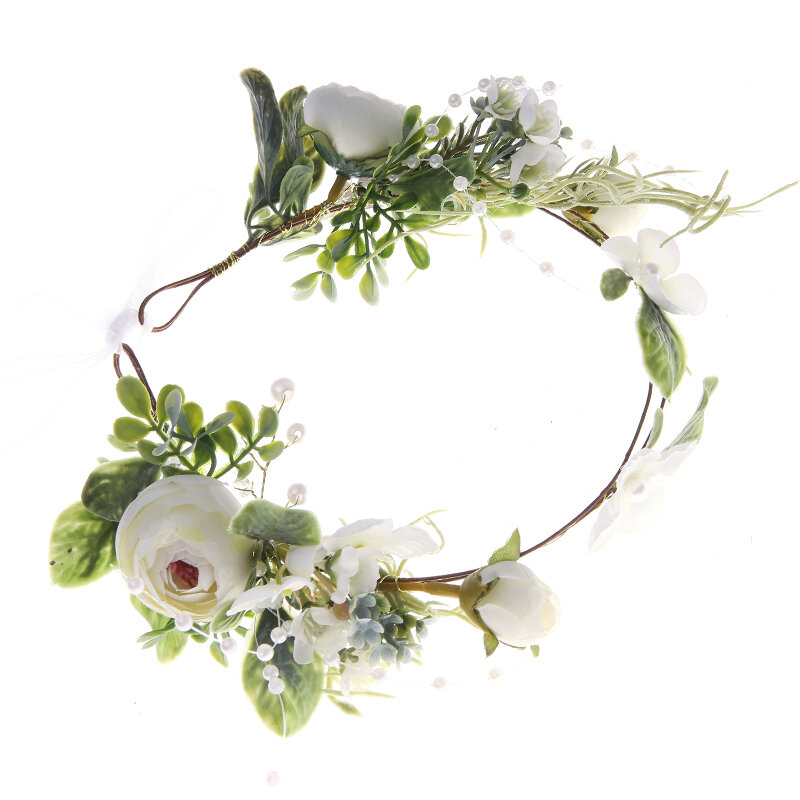 ผู้หญิงงานแต่งงาน Headwear อุปกรณ์เสริมผมสาวพวงหรีดดอกไม้มงกุฎเทศกาล Headband Headdress ปรับดอกไม้ Garland