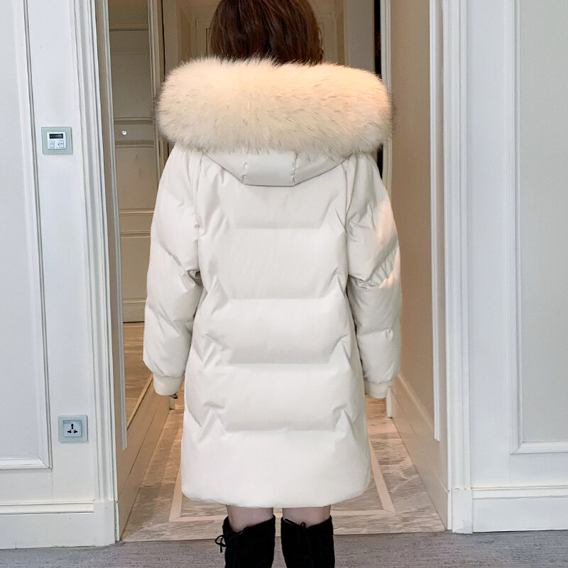 Bawah Katun Gaya Korea Jaket Wanita Mantel Musim Dingin 2021 Mode Baru Panjang Kasual Bertudung Tebal Hangat Jaket Musim Dingin Wanita