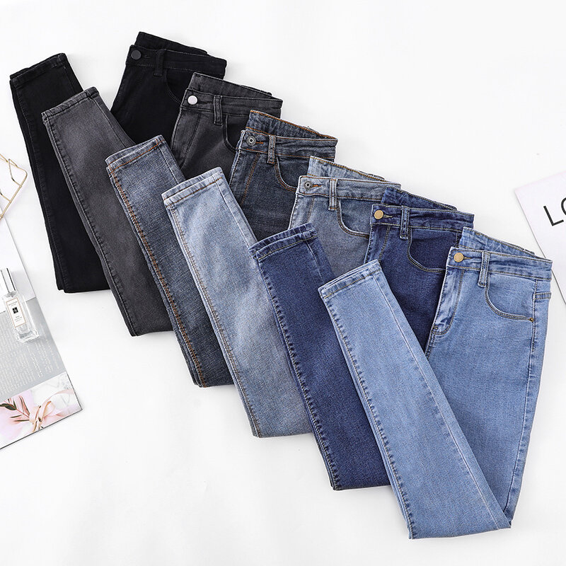 Moda wysokiej talii dżinsy damskie 2020 nowy szczupły wysoki profil ołówek spodnie stretch spodnie obcisłe spodnie typu casual Karo888