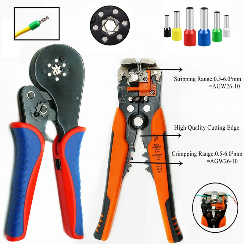 Mandowire-Kit de herramientas de prensado de férulas, alicates de prensado de cables, 0,08-16 mm2, 1200 Uds.