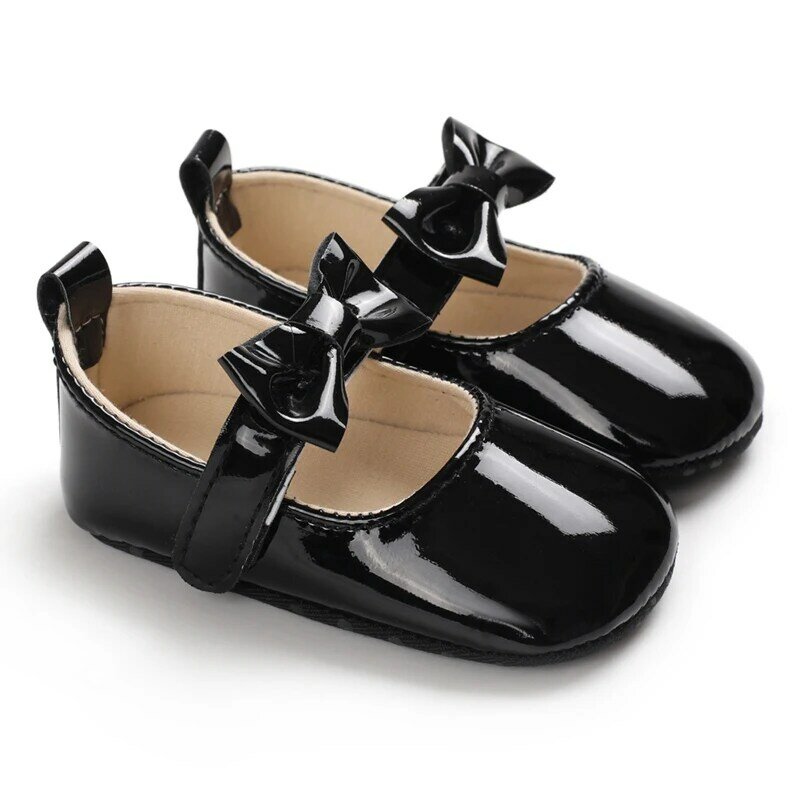 Демисезонная Стильная однотонная повседневная обувь с бантом на плоской подошве для маленьких девочек, обувь принцессы для детей 0-18 месяце...