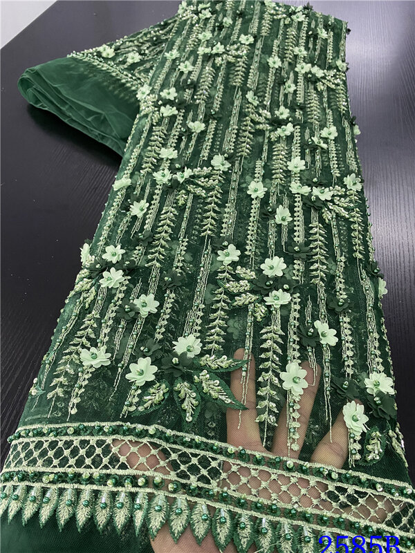 Tissu africain nigérian en dentelle perlée faite à la main, couleur or, pour couture de mariage, de haute qualité, dernière collection 2020