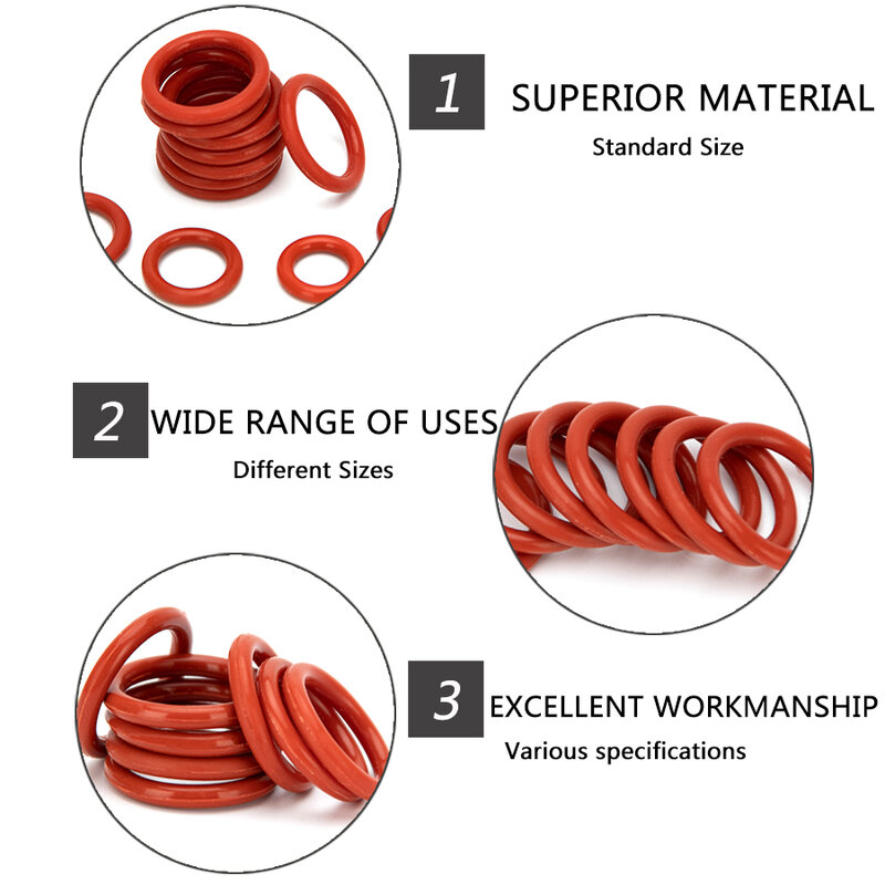 20 sztuk VMQ silikonowe gumowe uszczelnienie o-ring wymiana czerwona uszczelka O pierścienie uszczelka podkładka OD 6mm-30mm CS 1.5mm DIY akcesoria S73