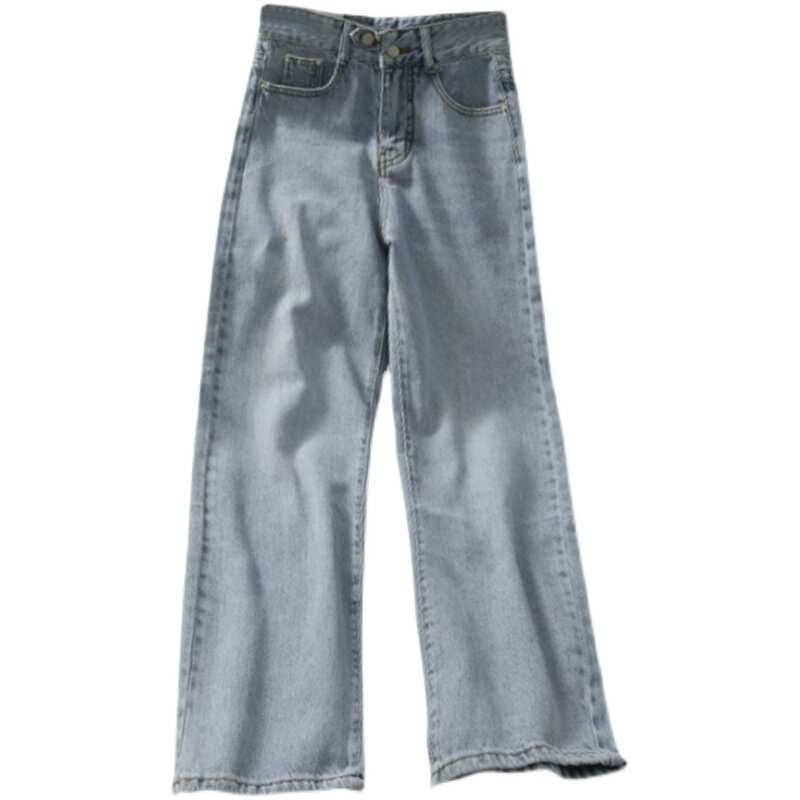 Jeans piccoli da donna dritti larghi da donna 2020 primavera a vita alta dimagrante pantaloni larghi All-Match pantaloni di colore chiaro